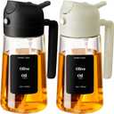 SWEET VIEW 2PCS Oil Sprayer for Cooking, 16oz/470ml Glass Oil Dispenser/Pour Bottle, Kitchen Accessories, Kitchen Gadgets for Air Fryer, Salad, BBQ, with Stickers (Black,White)