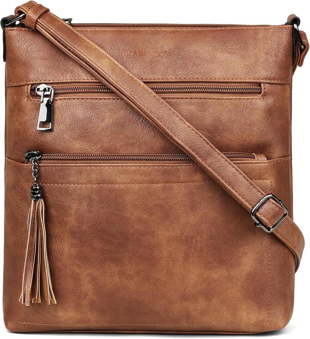 MASINTOR Crossbody Purses for Women, Multi Pocket Casual Crossbody Bag, Adjustable Strap Shoulder Bag with Tassel (Mocha Brown) MASINTOR Crossbody Purses for Women, Multi Pocket Casual Crossbody Bag, Adjustable Strap Shoulder Bag with Tassel (Mocha Brown)