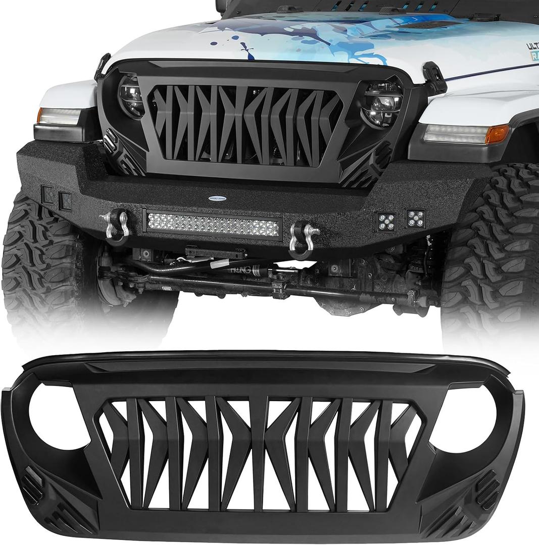 Hooke Road Front Grille Guard for 2018-2026 Jeep Wrangler JL Gladiator JT
