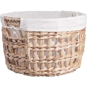 15, 13, 12in Woven Baskets With Cloth Inside 3 Pack