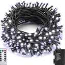 Outdoor Christmas String Lights 33Ft 100LED Battery Fairy Lights for Indoor Outdoor Waterproof Remote Timer 8Modes String Lights for Garden Party Holiday Xmas Trees Dcor (Cold White) (100LED, Cold White)