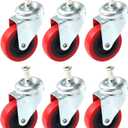 6 Pack Heavy-Duty 2.5" Swivel Caster Wheel Creeper Service Cart Stool Post Mount (Red)