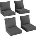 Aoxun Replacement Cushions for Outdoor Furniture, 4-Piece Outdoor Cushions for Patio Furniture, Deep Seat, Waterproof & Fade Resistant Couch Cushion for 4-Seat Patio Conversation Sets, Grey