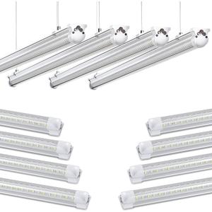 Skymoatled 8Pack 4FT LED Shop Light Garage Lights,50W 5000K/Daylight White 7550LM,Hanging/Surface Mount,Plug and Play,Linkable LED Shop Lights,T8 4FT Tube Light for Warehouse Workshop Basement