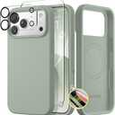 GONEZ Magnetic for iPhone 17 Pro Case, Compatible with MagSafe, [Screen Protector + Camera Lens Protector], Liquid Silicone Anti-Scratch Shockproof Protective Phone Case 6.3 inch, Light Green
