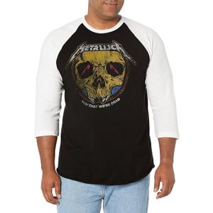 Metallica Mens Metallica Now That We're Dead Raglan Baseball JerseyT-Shirt (Large, Black/White)