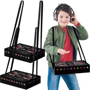 2 Pcs Dj Costume 80s 90s Hip Hop Costume Paper Dj Mixer Boxes with Strap Props Music Rapper Party Decorations Cosplay Party Novelty Retro Theme Music Neon Birthday Gifts