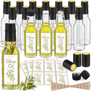 Havawish 20 Pcs 5oz Homemade Mini Olive Oil Bottles Hot Sauce Glass Bottles with Leak Proof Screw Cap Funnel Clear Bottle for Storing Homemade Olive Oil Wedding Baby Shower Gifts (Clear)