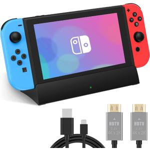 TV Docking Station for Switch,Docking Station Support 4K HDMI Output,Replacement for Official Switch Dock with Type-C and HDMI Cable