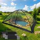Pond Cover Dome Net 13x17 ft Netting Pond Covering Tent with Zipper Storage Straps, Fiberglass Poles, Ground Nails, Tie Ropes for Outdoor Garden Fish Pool Protection from Leaves Animals