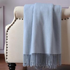 CUDDLE DREAMS Silk Throw Blanket with Hand-Knotted Fringe, Natural, Soft & Breathable (Taupe)