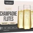 DECADORN Clear Stemless Champagne Flutes Plastic 24 Pack, Made in USA, 9oz Plastic Champagne Glasses - Durable and Sturdy Mimosa Glasses For Parties - Shatterproof, Recyclable, BPA-Free, Smooth Rims