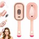 Electric Spray Air Cushion Massage Comb,5 in 1 Rechargeable Steam Brush for Hair,Self-Cleaning Detangling Anti-Frizz Hair Brush for Scalp Massage&Smooth Hair,Portable Travel Hairs Styling Tool(Pink)