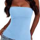 SUUKSESS Women Double Lined Going Out Trendy Tube Tops Side Split Sexy Tank Tops, XS