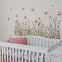 Boho Flower Wall Decals Foxtail Grass Plants Wildflower Floral Leaves Butterflies Dragonflies Wall Stickers for Bedroom Living Room Wall Art Dcor