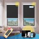 DENFOON Motorized Blinds with Remote,Thermal Electric BlindsSolar Panel,Customizable Automatic Roller Shades, Blackout Remote Control Blinds for Windows Upgrade to smart Blinds, Black,34" W x 72" H