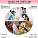 AOFITEE Dog Tuxedo for Large Dogs, Formal Dog Suit and Tie, Gentle Dogs Wedding Party Suit Bow Tie Shirt, Pet Wedding Outfit with Detachable Bowtie Collar for Christmas Halloween Dress Up, Light Pink XL