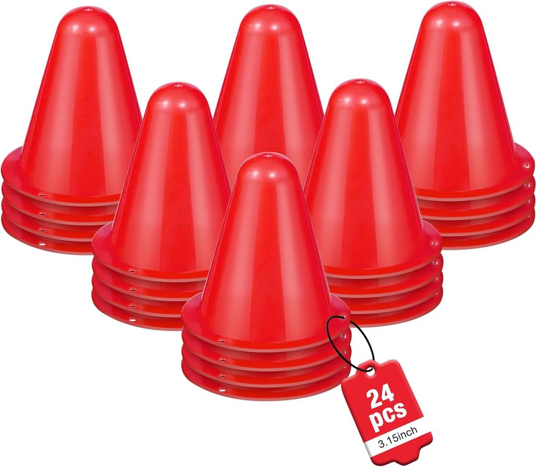 24 Pack 3.15 Inch Mini Cones for Sports Drills,Agility & Footwork Practice,Portable Small Cones for Indoor Outdoor Soccer,Basketball,Team Activities