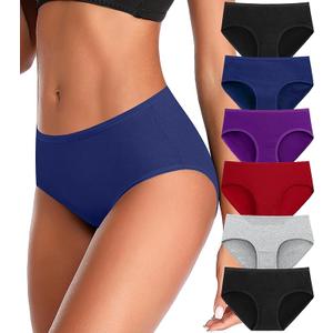 Women's Underwear High Waisted Cotton Briefs Breathable Full Coverage Panties Multipack, XL