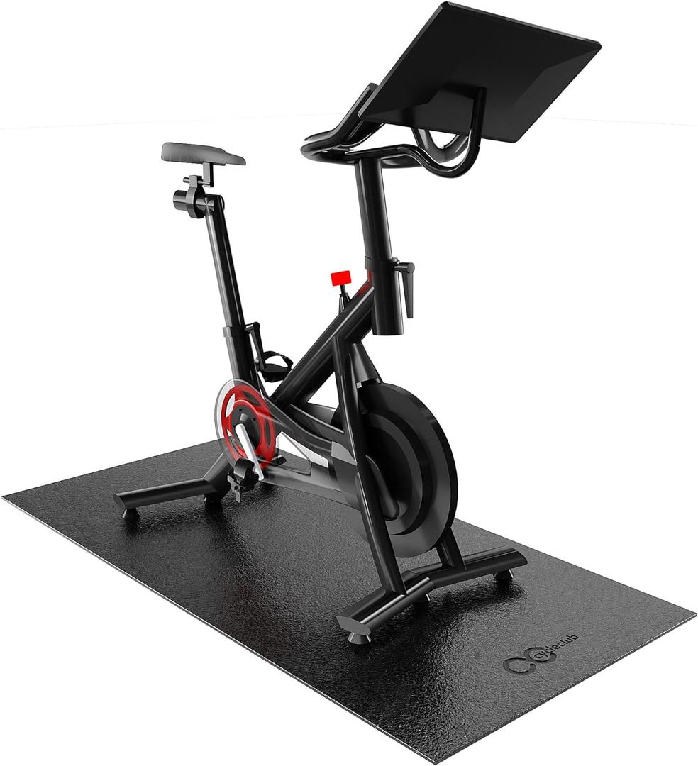 Cycleclub Exercise Bike Mat - 6mm Thick Under Bike Trainer Mat for Stationary Indoor Spin Bikes, Hardwood Floor Carpet - Black Gym Equipment Mat, : 30" X 60"