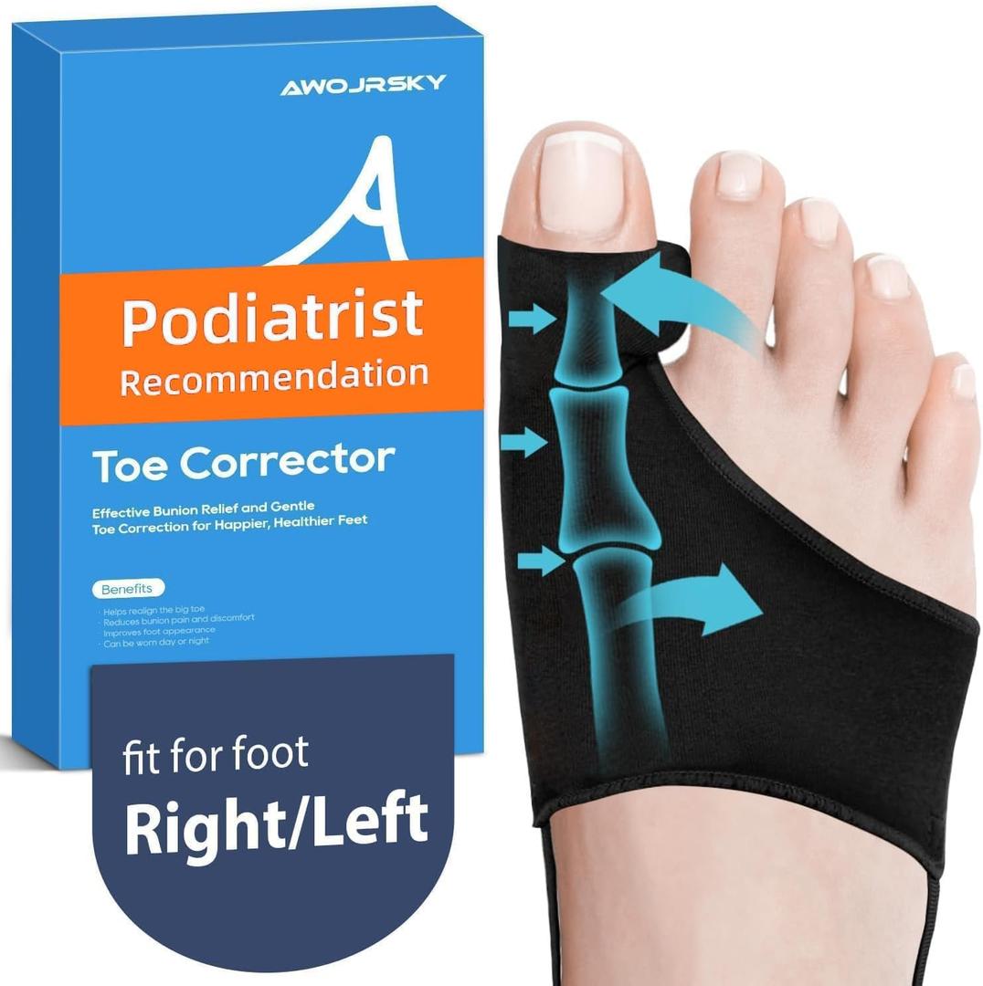 Bunion Corrector for Women Big Toe Straightener Bunion Corrector for Men, Relief splints Reduce Pain and Correct Toe Alignment, Brace Day/Night, fit for R/L,Washable(Black)