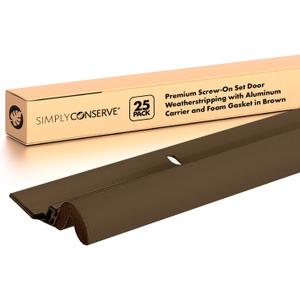 Simply Conserve Premium Screw-On Set Door Weatherstripping with Aluminum Carrier and Foam Gasket in Brown KC600-B (25-pack)