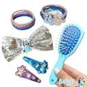 LUV HER Licenced Bluey Girls' 15-Piece Hair Accessories Set  Bluey & Bingo themed Brush, Bow, PVC Snap Clips & Lurex Elastics  Fun & Practical Hair Set for Kids Ages 3+