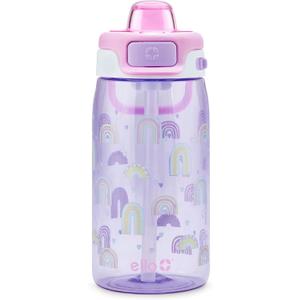 Ello Kids Pop & Fill 16oz Tritan Plastic Water Bottle with Quick Fill Technology, Leak Proof Locking Lid, Sip & Chug, BPA Free, Dishwasher Safe, For School, Lunchboxes, Rainbows