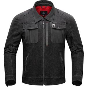 BORLENI Motorcycle Jacket Denim Breathable Reflective with Mesh CE Armor Protection for Men Motorbike Riding Jacket All Seasons (Large, Black)