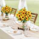 AmyHomie Artificial Sunflowers for Outdoors - 2 Bunches Fake Sunflower Bouquets with 14 Large Blooms, UV Resistant Silk Flowers for Home Wedding Fall Decor, Garden Party Centerpieces, 17.7 Inches