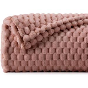 BEDELITE Valentine Day Fleece Blanket, 3D Jacquard Decorative Dusty Pink Twin Size, Soft and Cozy Warm Plush Fuzzy Throw All Seasons Suitable, 60x80Inches
