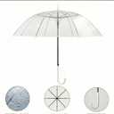 61.8 Inch Arc Large Clear Bubble Umbrella for Wedding & Daily Use, Transparent Dome Windproof Rainproof Stick Umbrella with J-Handle Elegant Photo Prop for 1-2 People