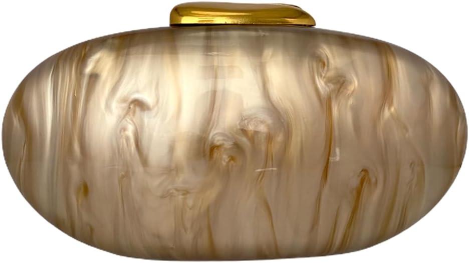 Shell Acrylic Evening Clutch Purse for Women Egg Shape Acrylic Handbags Oval Wedding Party Shoulder Crossbody Bag (Gold)
