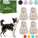 EVA Dog Shoes- Non-Slip Waterproof Dog Booties for Hot Pavement Summer, Easy ON & Off Reflective Adjustable Pet Boots & Paw Protectors, Rugged Sole for Dog Outdoor Walking (Beige,L)
