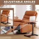 Solid Wood C-Shaped Side Table,360 Rotating TV Tray Table,Height-Adjustable,Sliding Sofa Table,Rolling Laptop Desk for Living Room and Bedroom Use with Sofa,Bed,Chair-Pale Walnut, standard large items