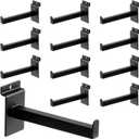 6 Inch Square Tubing Slatwall Shelf Bracket , Heavy Duty Slat Wall Floating Shelf Bracket with Lip, Slatwall Accessories for Retail Display,Garage (12Pcs, Black)