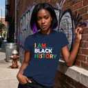 Black History Shirts for Women I am Black History Month T-Shirt African American Short Sleeve (Large, Blue)