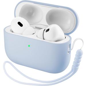 ORNARTO Compatible with AirPods Pro 3 Case 2025, Full Protective Hybrid Silicone for AirPods Pro 3rd Generation Case, Front LED Visible Skin Cover-Baby Blue