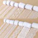 ilauke 46 Yards White Lace Ribbon 14 Rolls Vintage Lace Trims 0.6 to 2.1 inch Ribbon Laces with Assorted Pattern for Sewing, Crafts, Wedding Decor, Flower Ribbons, 3.28 Yards Each