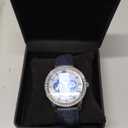 HUNRUY Mens Luxury Bling Diamond Tourbillon Automatic Leather Watches (Blue)