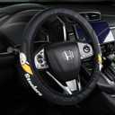 for Steelers Leather Steering Wheel Cover Car Accessories, Non-Slip, Elastic, for Men and Women, fit 14-15 Inch All Vehicle Steering Wheel Cover, Black