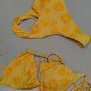 MakeMeChic Women's Polka Dots Triangle Thong Bikini Sets Floral Cute Bathing Suit Swimsuits, X-small, Yellow
