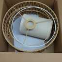 Boho Rattan Lamp Shade, 12.6" Top x 12.6" Bottom x 7.68" High, Natural Rattan & Linen Double Layer Lamp Shades for Floor Lamps Table Lamps Chandelier, UNO Fitter Lampshade Replacement, Easy Assembly