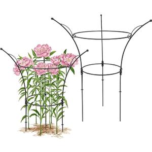 2 Pack Large Peony Cages and Supports,23.2" H X 13.4" D Metal Peony Support Rings,Tall Plant Support Garden Stakes for Outdoor Plants and Other Flopping Flowers