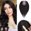 Benehair 12 Inch Hair Toppers for Women Real Human Hair 130% Density 4"x4.7" Hand Made Silk Base 100% Remy Human Hair Wiglets Hairpieces for Thinning Hair -Natural Black #1B