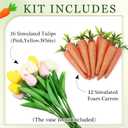 Tigeen 16 Pcs Fake Flowers Tulips 13" Artificial Flower Mother's Gift Day Centerpieces for Tables Decorations for Spring Easter Home Kitchen Wedding Bouquet Bulk