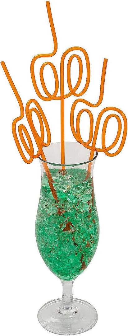 Fun Express 12 Pieces Pumpkin Silly Straws, BPA Free Plastic, Reusable for Fall and Halloween Party Supplies, Orange