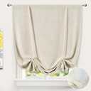DriftAway Double Layer Linen Blackout Tie Up Curtains Thermal Insulated Fully Lined Balloon Roman Shade Bathroom Window Adjustable Rod Pocket for Small Window 50 Inch by 84 Inch Beige