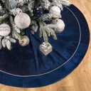 Christmas Velvet Tree Skirt, 48 inches Large Fur Plush Tree Skirts, Xmas Tree Skirt for Holiday Ornaments Party Rustic Vintage Christmas Tree Decorations (Blue)