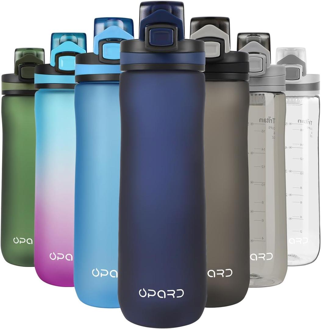 Opard Sports Water Bottles 20/24 Oz BPA Free Leak Proof Tritan Plastic Bottle Flip Top Kids Water Bottle Fast Flow/Water Bottle with Straw